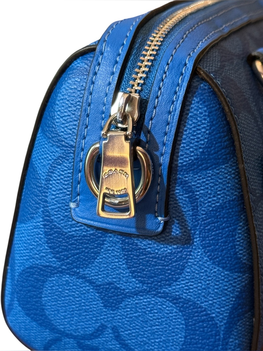 Coach Mini Rowan Crossbody Bag in Bright Blue Signature Canvas (Style C9947) - Picture 11 of 13